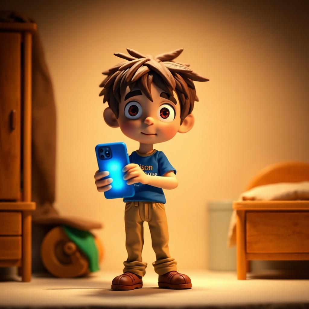 Ilustración claymation de Luan en el Banco
