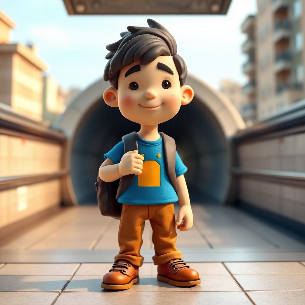 Ilustración claymation de Nexito y el viaje en metro